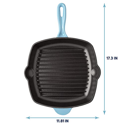 Country Living Enameled Cast Iron Square Griddle Grill Pan 11-Inch Cream B273880