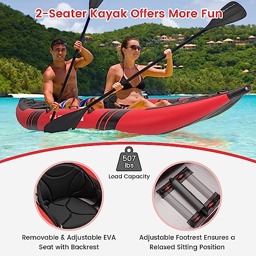 Goplus Inflatable Kayak 2-Person Set for Adults with Aluminum Oars and EVA Padded Seat V246876