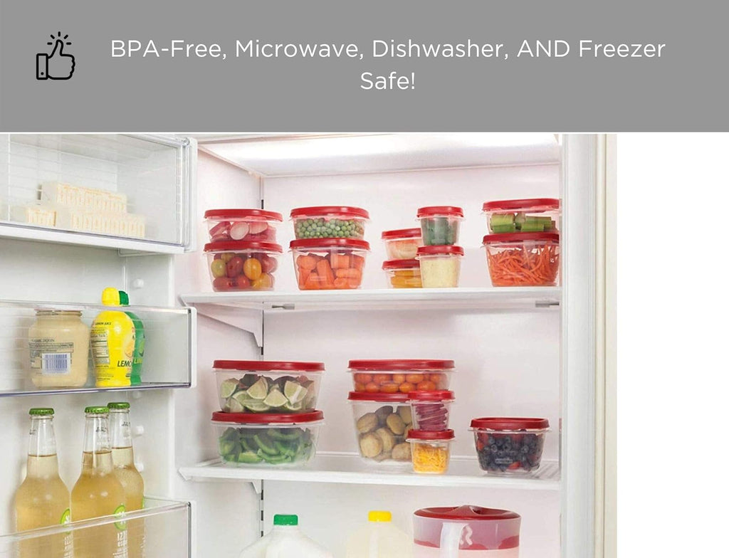 Rubbermaid Easy Find Lids Food Storage Containers 28 Piece Set, Red J944101