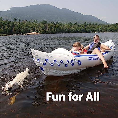 Sea Eagle SE330 Two Person Inflatable Sport Kayak with Seats, Paddles, Bag and Electric Pump J1301