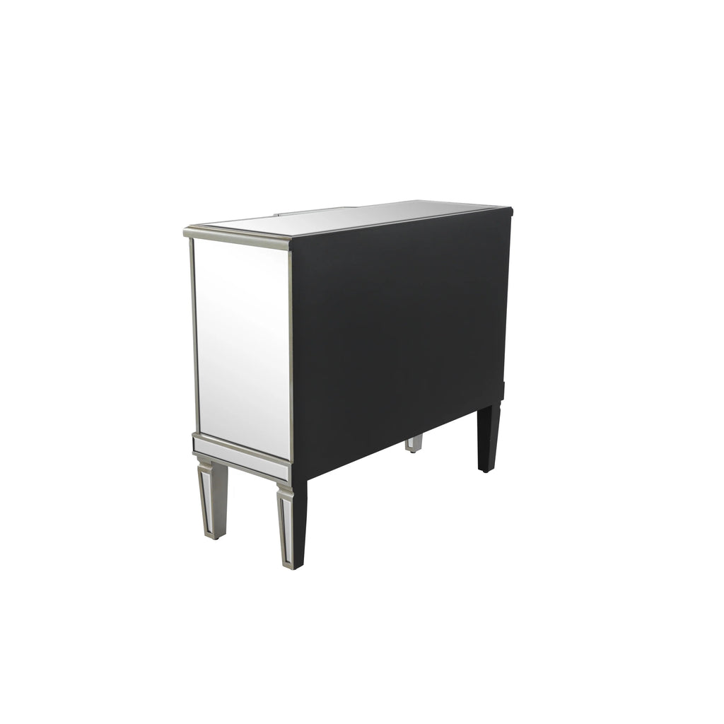 DecMode Silver Wood Mirrored Panel Buffet with 4 Drawers and 2 Doors L67333