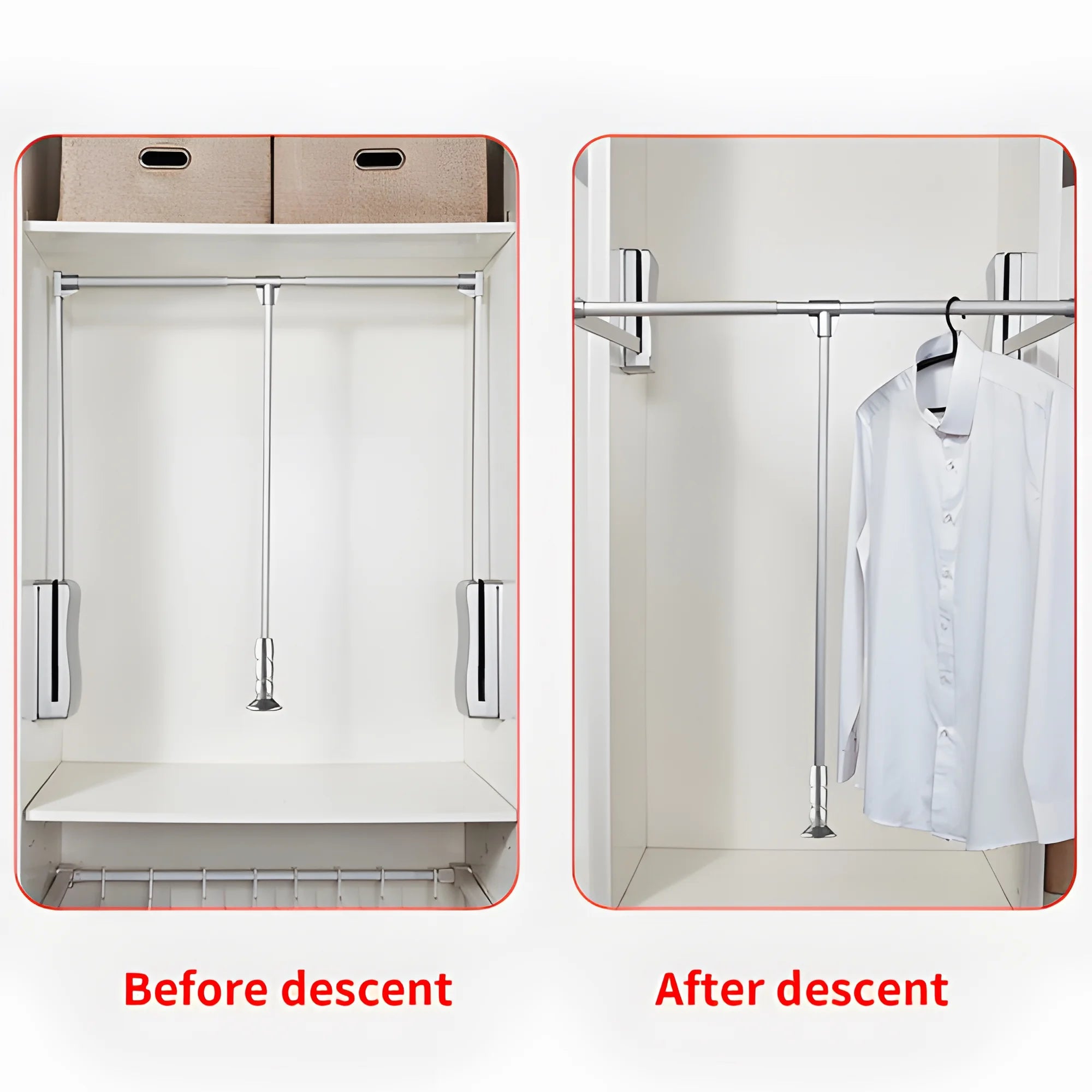 Nisorpa Pull Down Closet Rod, Adjustable 35-46.7 inch, Heavy Duty I512