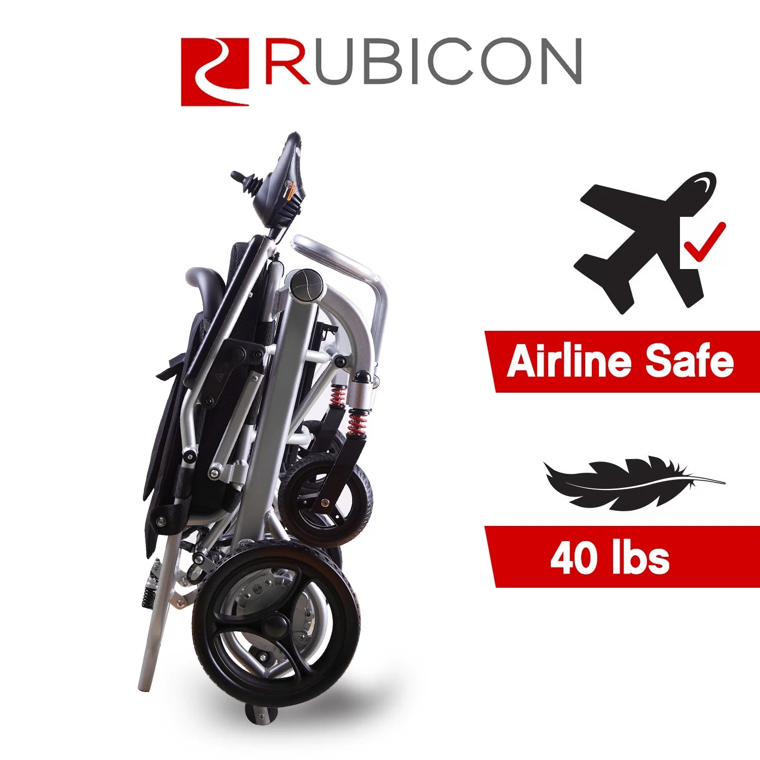 Rubicon Super Lightweight Foldable Electric Wheelchair with Detachable Battery F444
