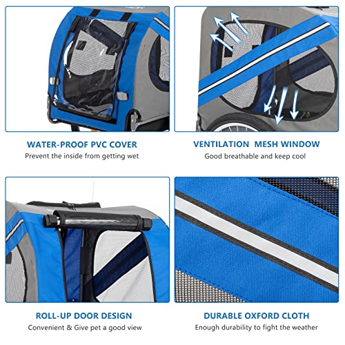 PEXMOR Dog Bike Trailer, Folding Pet Cart for Bicycle with Universal Hitch I159