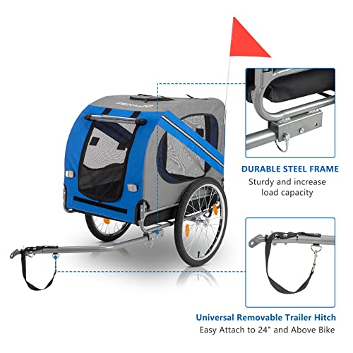 PEXMOR Dog Bike Trailer, Folding Pet Cart for Bicycle with Universal Hitch I159