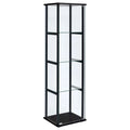 Contemporary Black Wood And Glass 4 Shelf Curio Display Cabinet