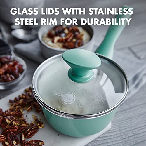 GreenPan Rio Ceramic Nonstick 2QT Saucepan with Lid, Turquoise R397652