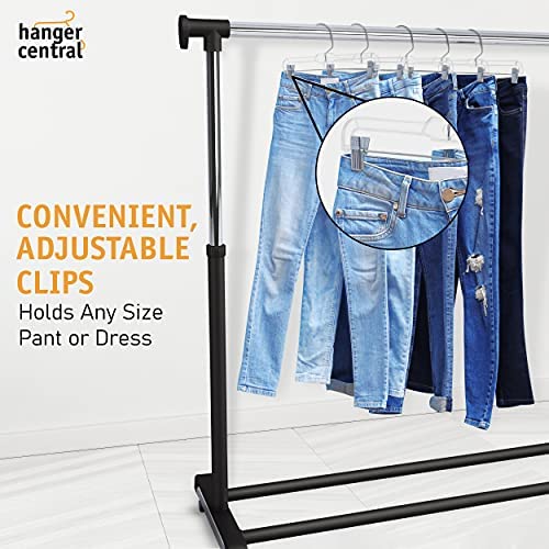 Hanger Central 12 Pack 14" Clear Skirt Hangers with Adjustable Clips D80609