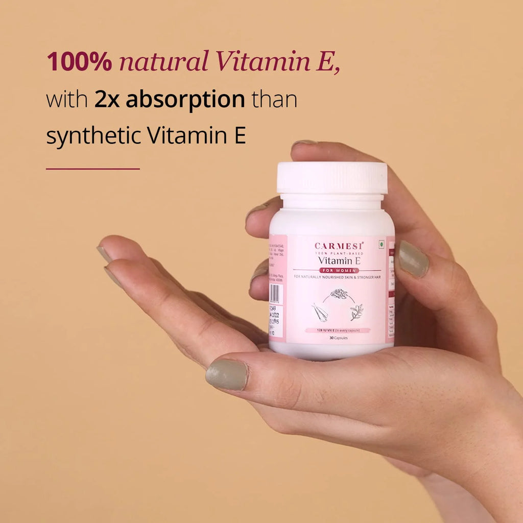 Carmesi 100% Plant-Based Vitamin E Capsules for Women, 30 Count W2715