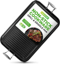 NutriChef 20"x13" Stove Top Grill Pan - Double Burner, Hard-Anodized Non stick Grill & Griddle Pan