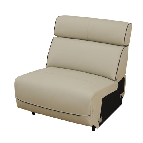 Beige Top Grain Leather and PVC 3-Piece Recliner Sofa Set V91018
