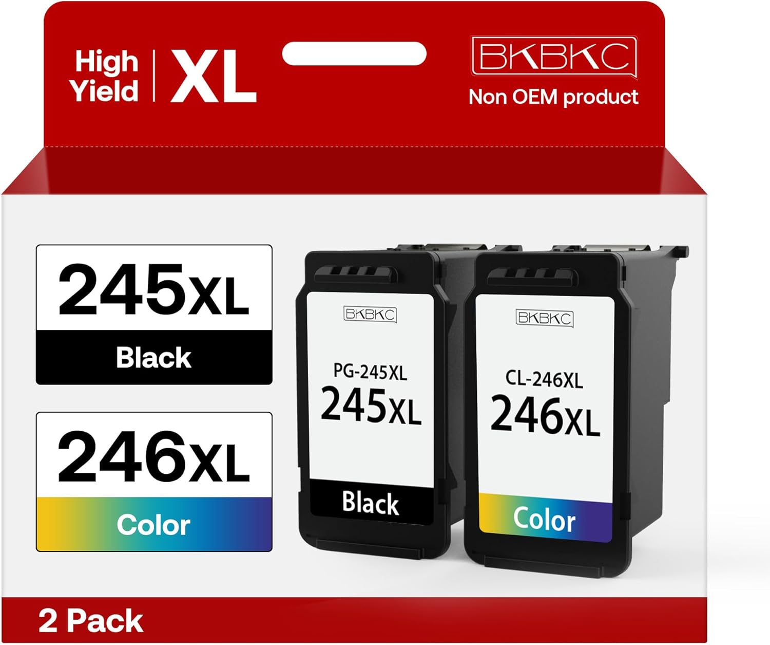 245XL 246XL Ink Cartridges Combo Pack for Canon Ink 245 and 246 Remanufactured for Canon PG-245XL CL-246XL for Canon Pixma MX492 TR4520 MG2522 TS3322 MG2500 TR4520 Printer (1Black, Tri-Color)