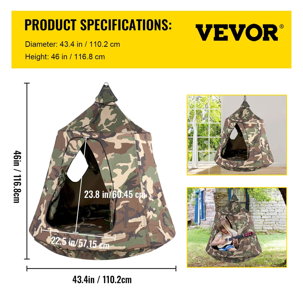 VEVORbrand Hanging Tree Tent, Max 440 lbs, with LED Rainbow Lights, Indoor Outdoor O111082