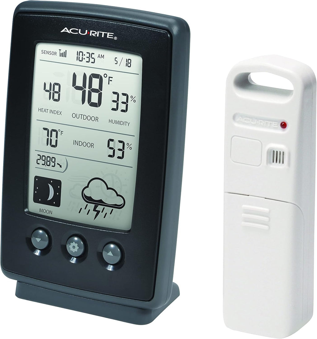 AcuRite Digital Weather Forecaster with Indoor/Outdoor Temperature and Humidity, Black K407469
