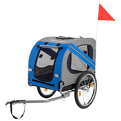 PEXMOR Dog Bike Trailer, Folding Pet Dog Trailer Cart for Bicycle, Bike Cargo Wagon Carrier w/Universal Hitch & 20" Wheel