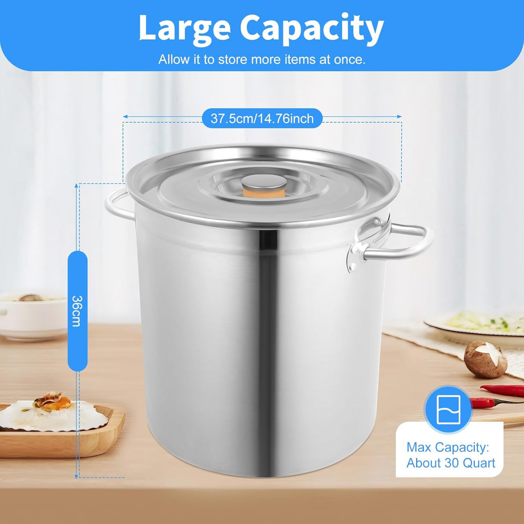 30 Quart Stainless Steel Stockpot with Lid Y51372