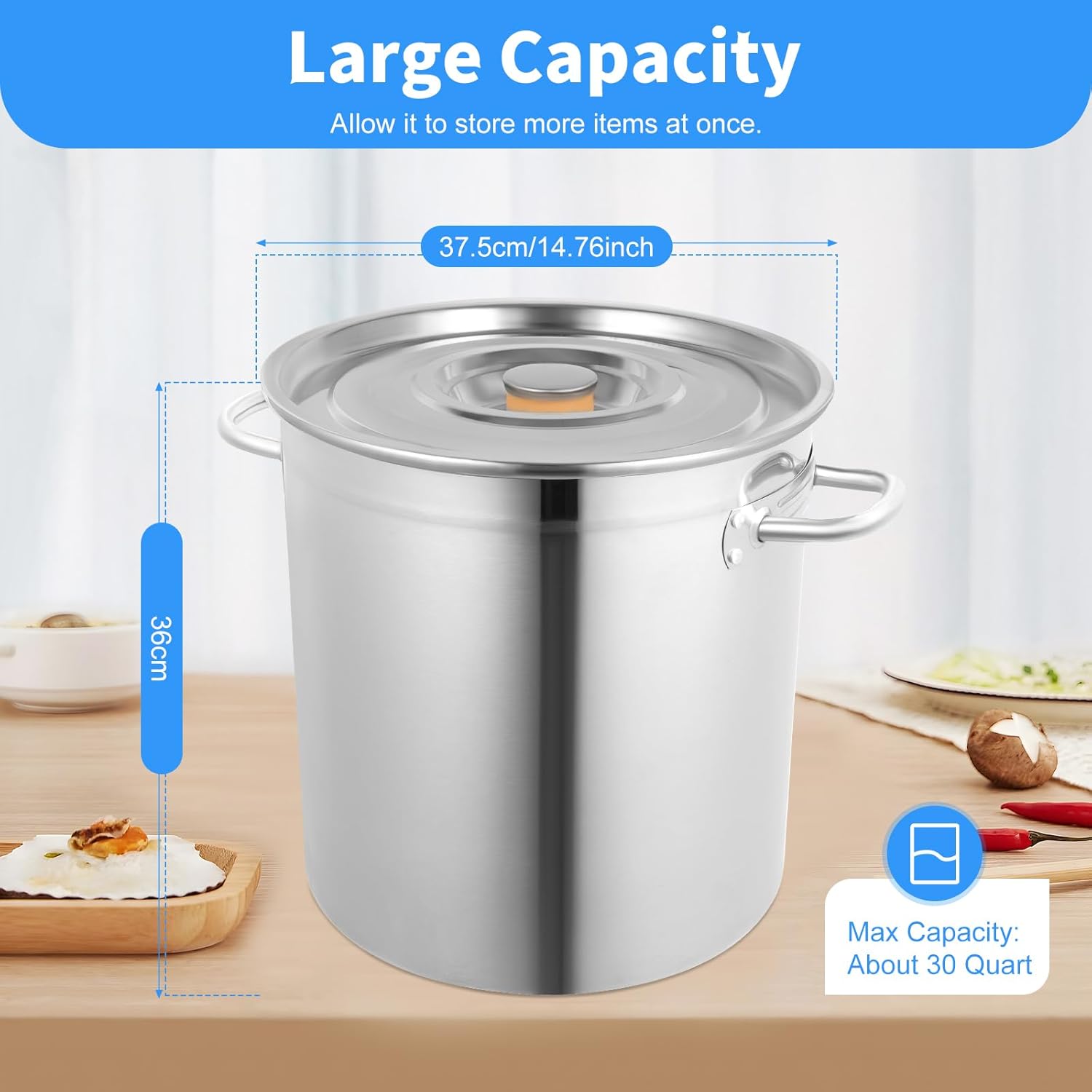30 Quart Stainless Steel Stockpot with Lid Y51372