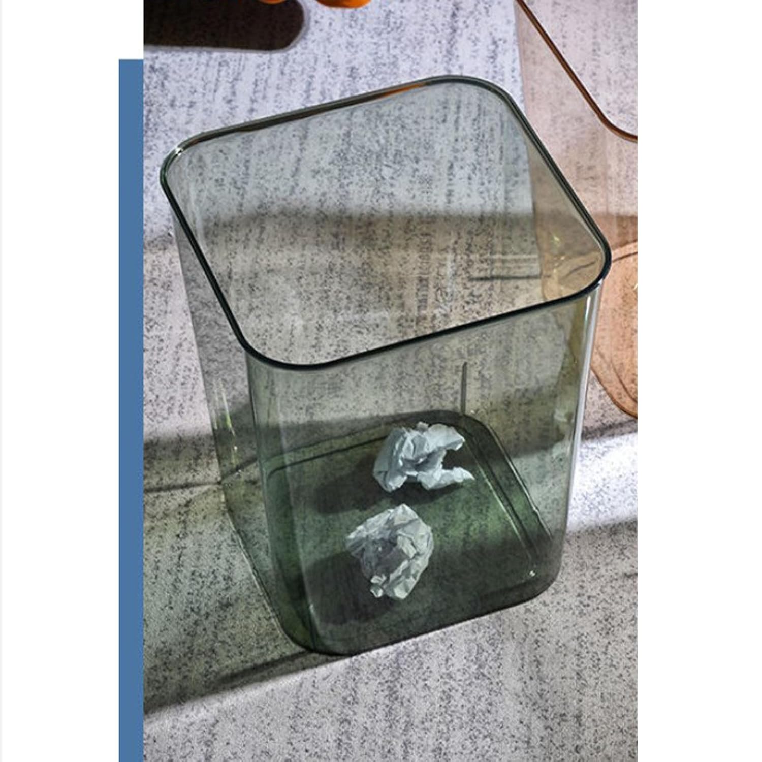 Acrylic Trash Can, Transparent Large Capacity Wastebasket for Bathroom, Kitchen, Office B42804
