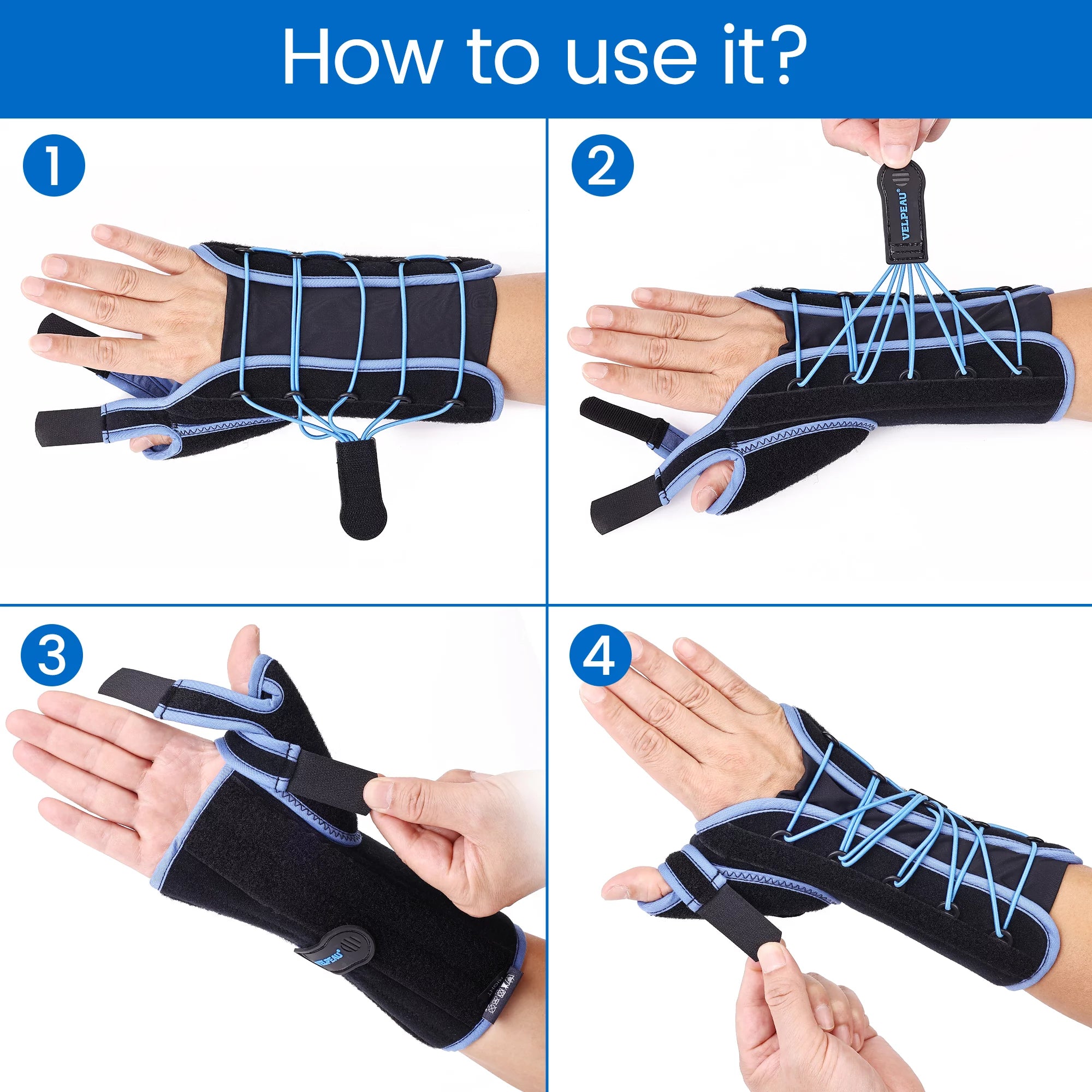 VELPEAU Wrist Brace with Thumb Spica Splint, Right Hand, Small A93479