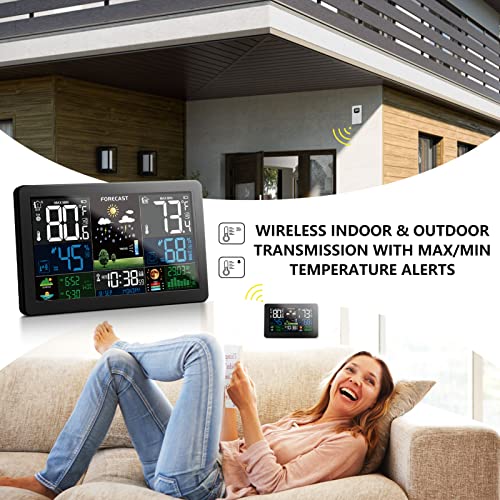 Wireless Weather Station Indoor Outdoor Thermometer with Color Display E5003