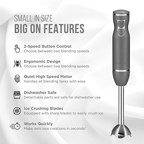 Chefman Immersion Hand Blender, 300W, Stainless Steel Shaft, Turquoise D856