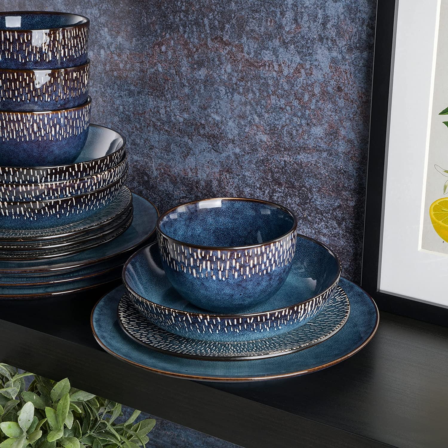 Gibson Elite Matisse 16-Piece Dinnerware Set, Cobalt Z93367