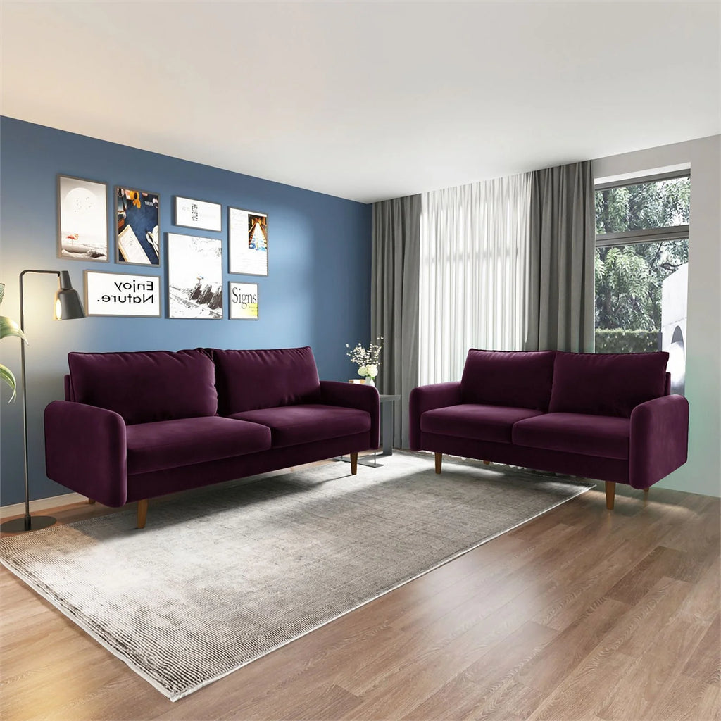 Pemberly Row Contemporary 70" Velvet Sofa Purple A197
