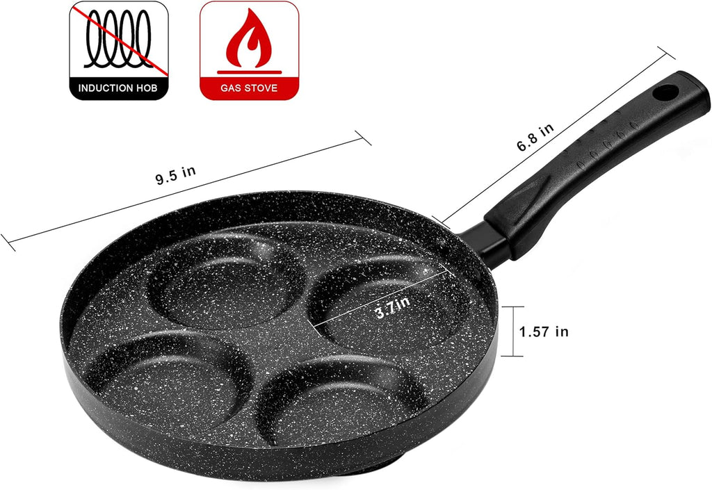 MyLifeUNIT 4-Cup Nonstick Egg Frying Pan with Lid and Spatula L100310