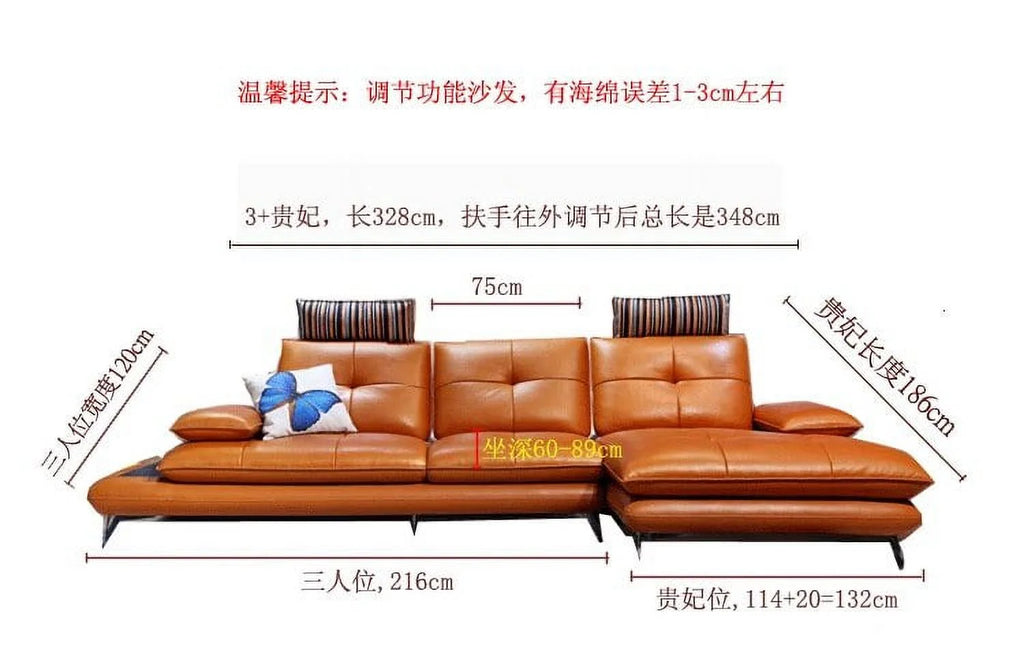 Genuine Leather Corner Sofa Recliner Set for Living Room F424