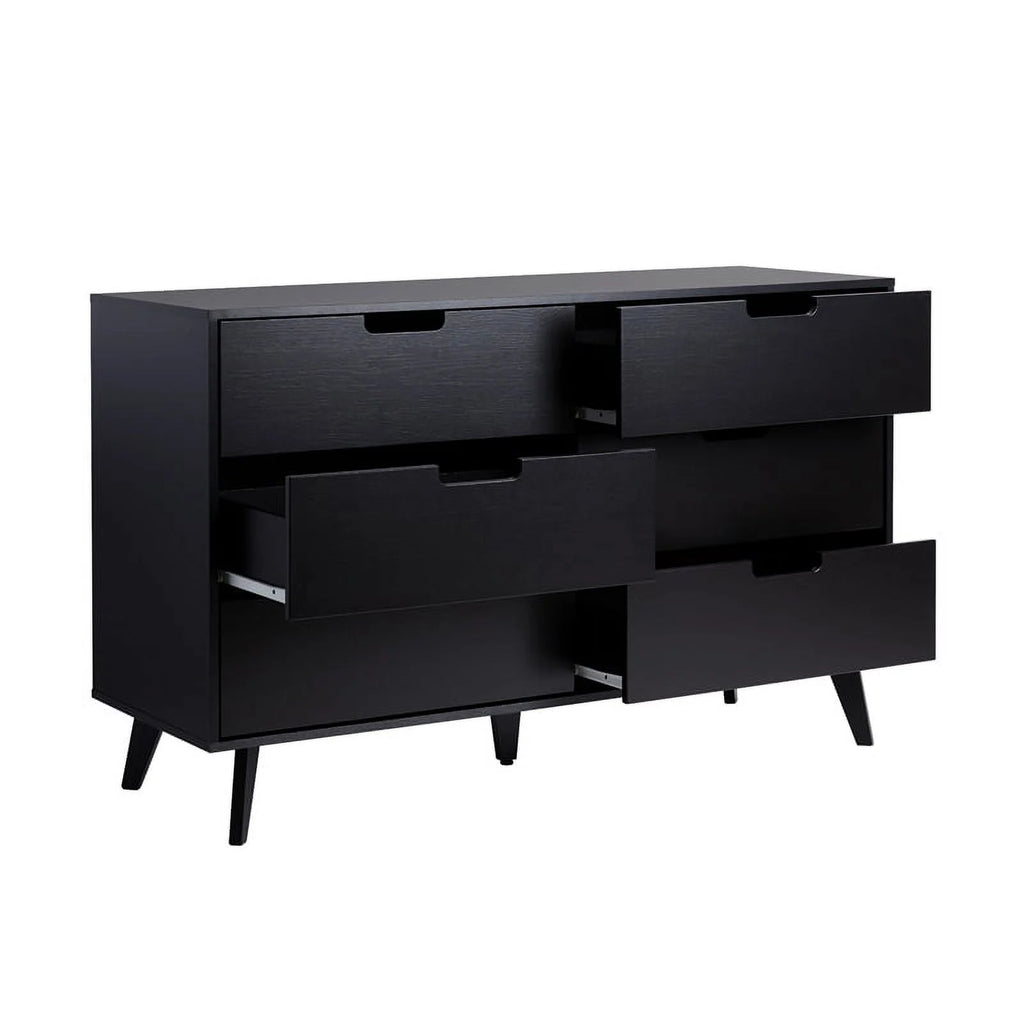 Pemberly Row 6 Drawer Wood Dresser with Cut Out Handles - Black M54744