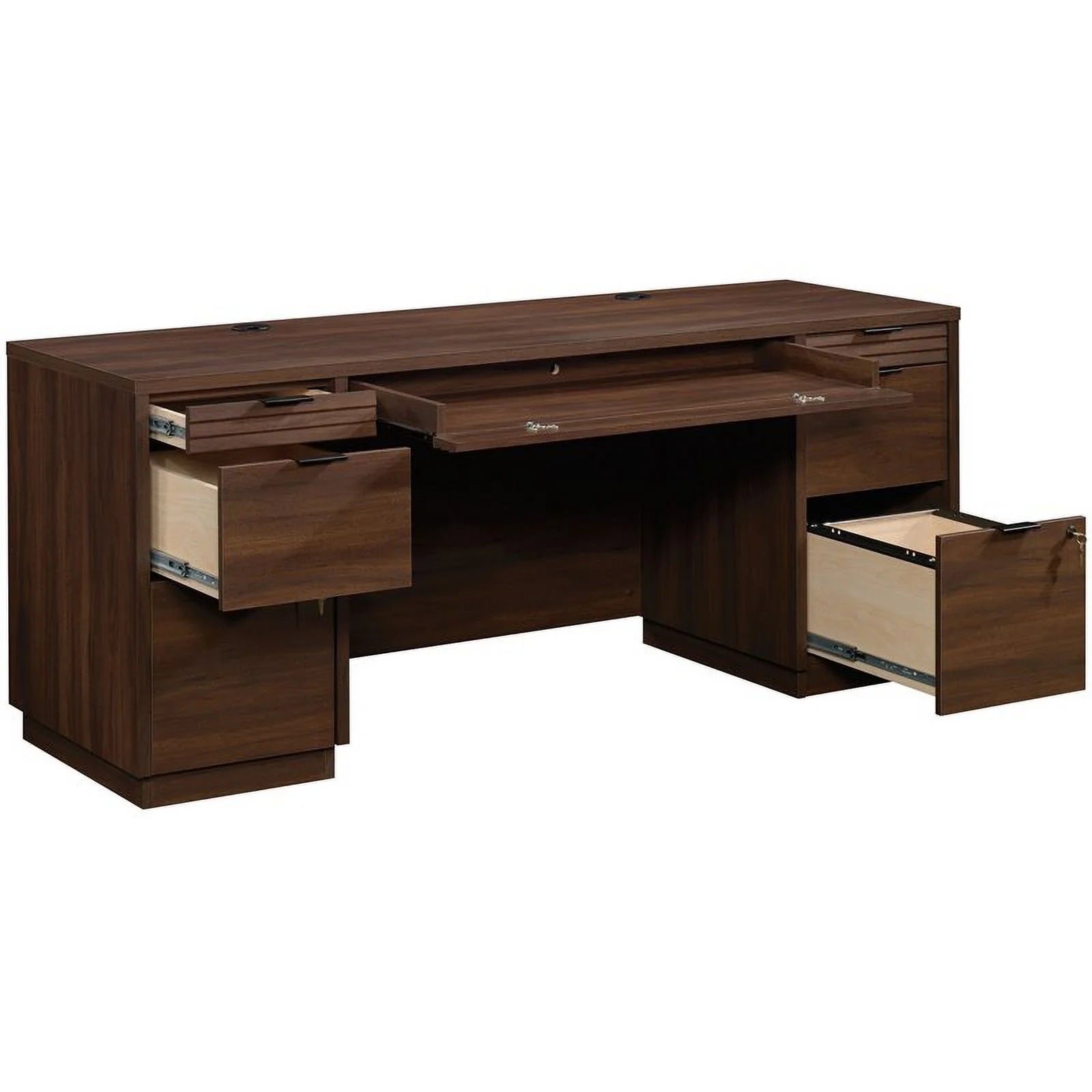 Pemberly Row 72" Wooden Computer Desk in Spiced Mahogany M418710