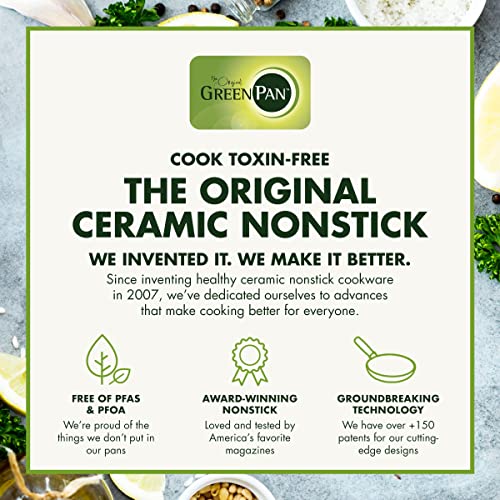 GreenPan Valencia Pro 5QT Stainless Steel Saute Pan with Lid, Ceramic Nonstick W518