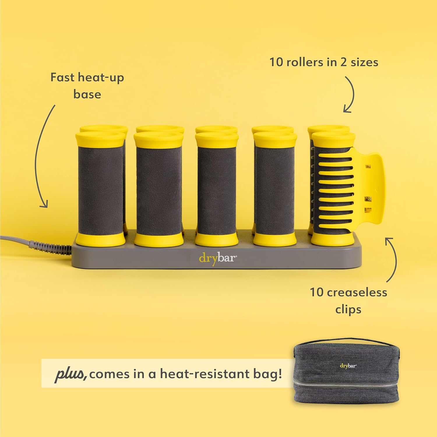 Drybar The Roller Club Curling Hot Rollers, 10 Rollers with Heat-Resistant Bag L416
