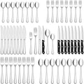 EUIRIO 48-Piece Hammered Silverware Set with Steak Knives for 8, Heavy Duty Stainless Steel Flatware Cutlery Set For Home Kitchen Restaurant, Kitchen Utensils Set, Mirror Polished, Dishwasher Safe