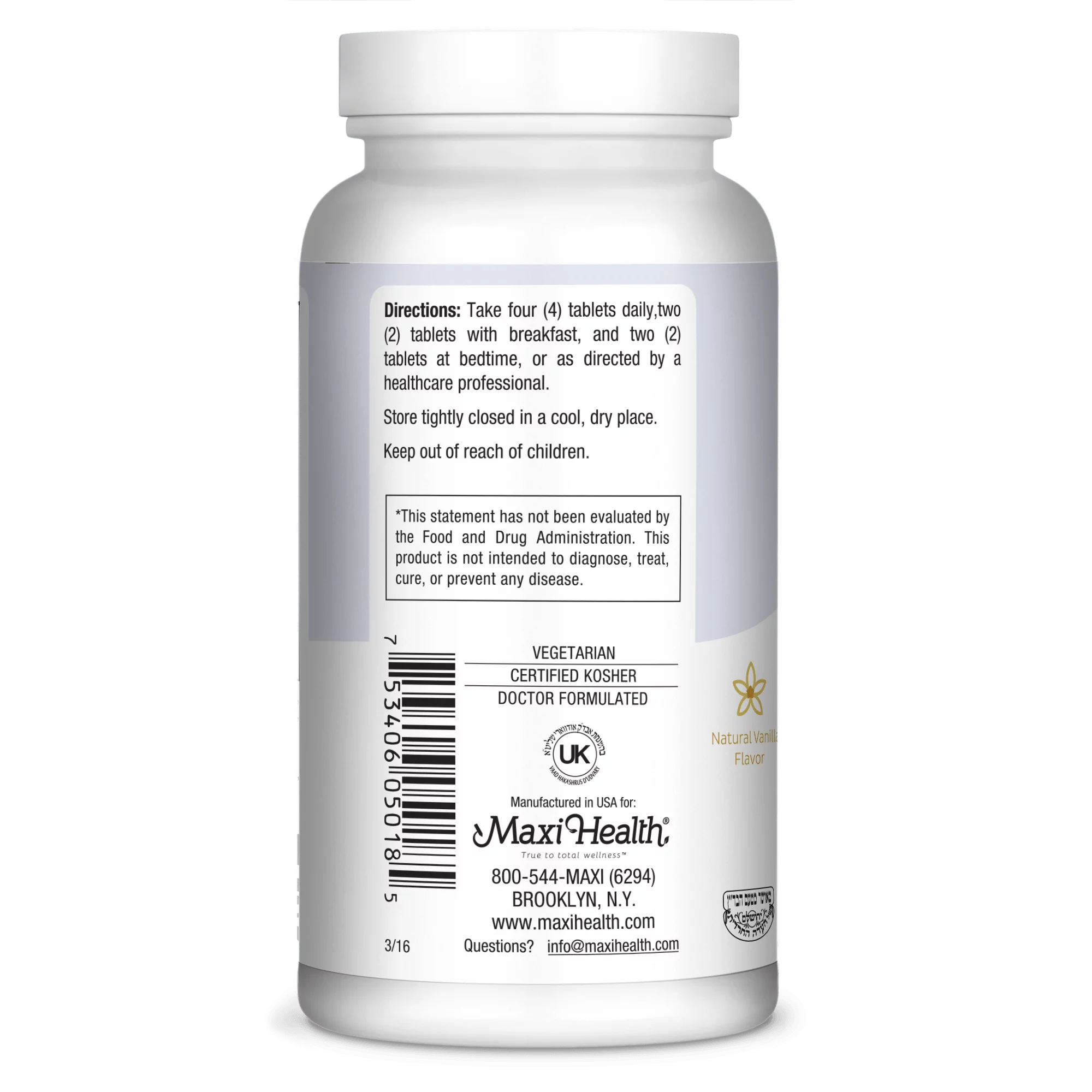 Maxi Health Chewable Calcium Complex Tablets, 180 Ct S9770