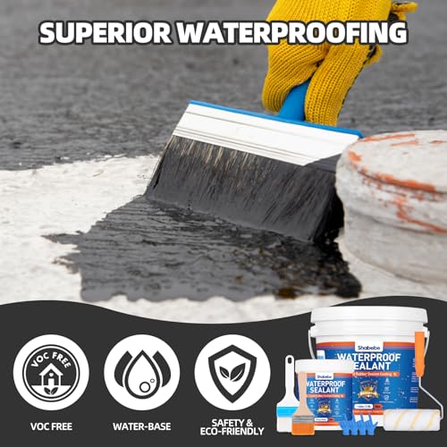 Waterproof Agent 32oz Black Liquid Rubber Sealant for Roofs, Walls, Bathroom J460833
