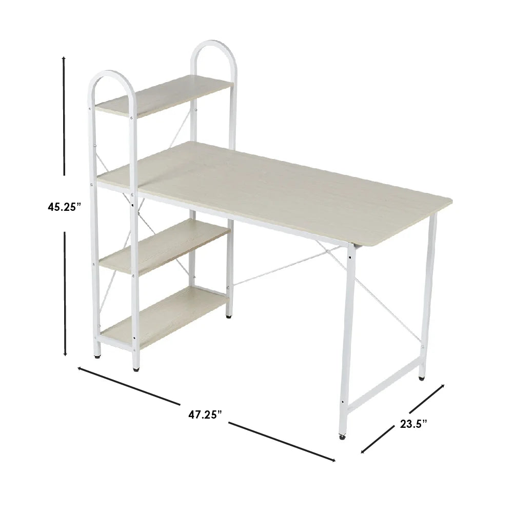 Home Basics Computer Desk with Shelves, Oak/White L451732