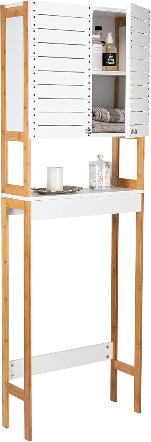 3 Shelf Over The Toilet Bamboo Cabinet in White B5928