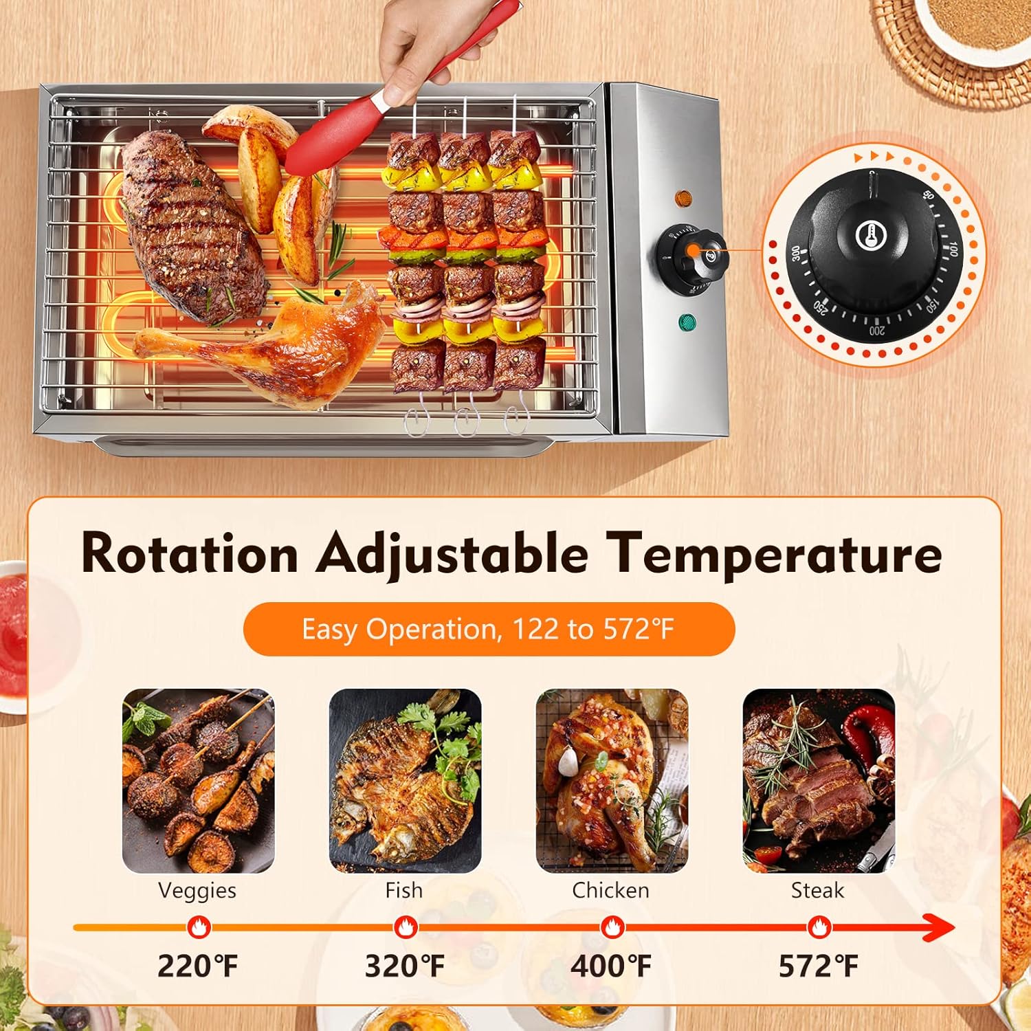 Indoor & Outdoor Electric BBQ Grill with Adjustable Temperature Control Z109162