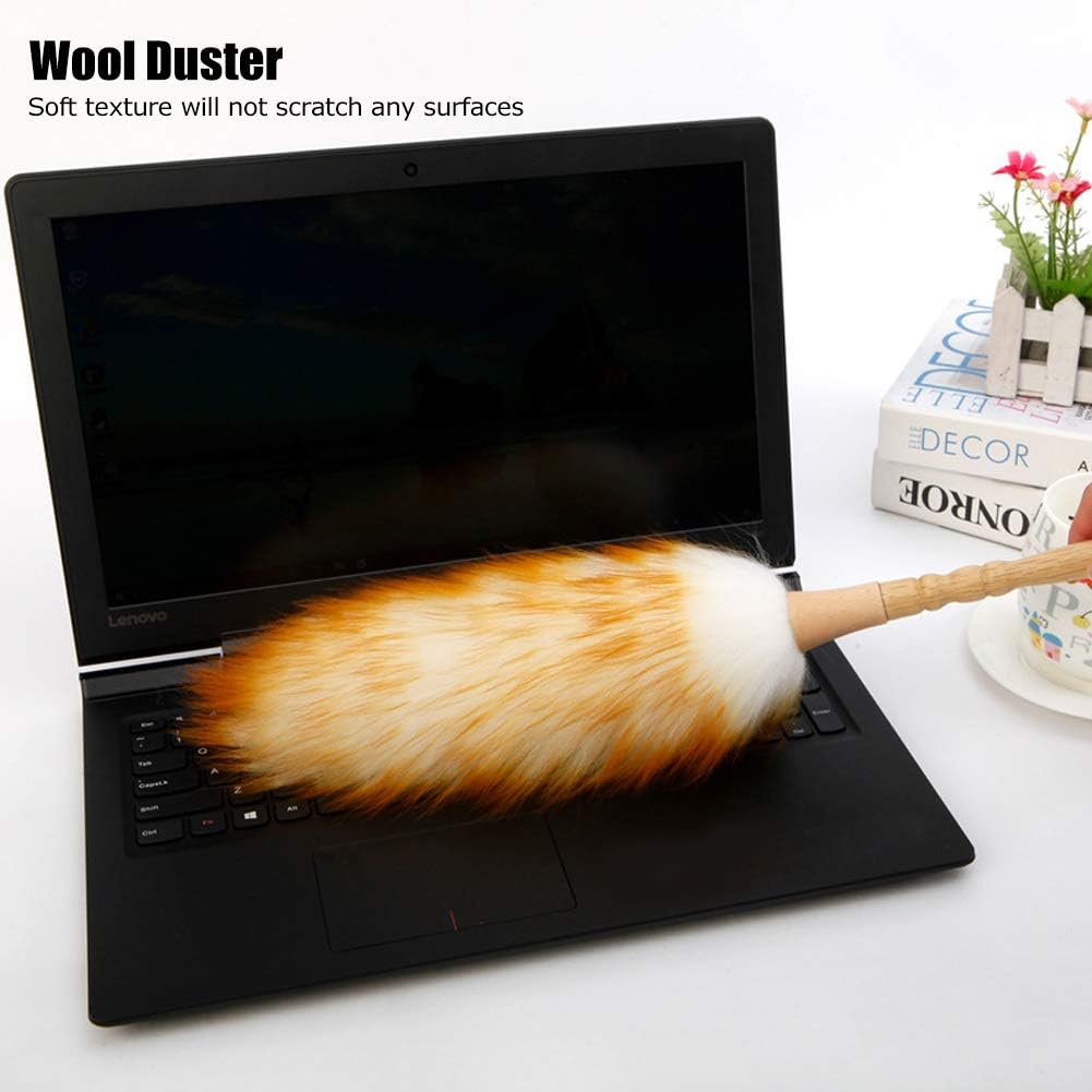 Soft Wool Duster with Wooden Handle for Household Cleaning W9302