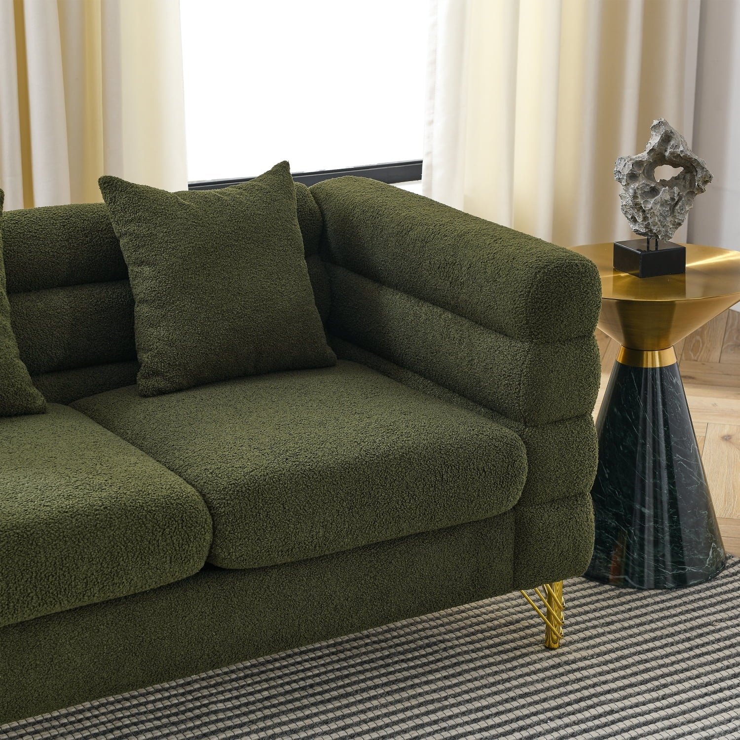 Holaki 81" Oversized Corner Sofa Set, L-Shaped Sectional Couch, 5-Seater, Green N206023