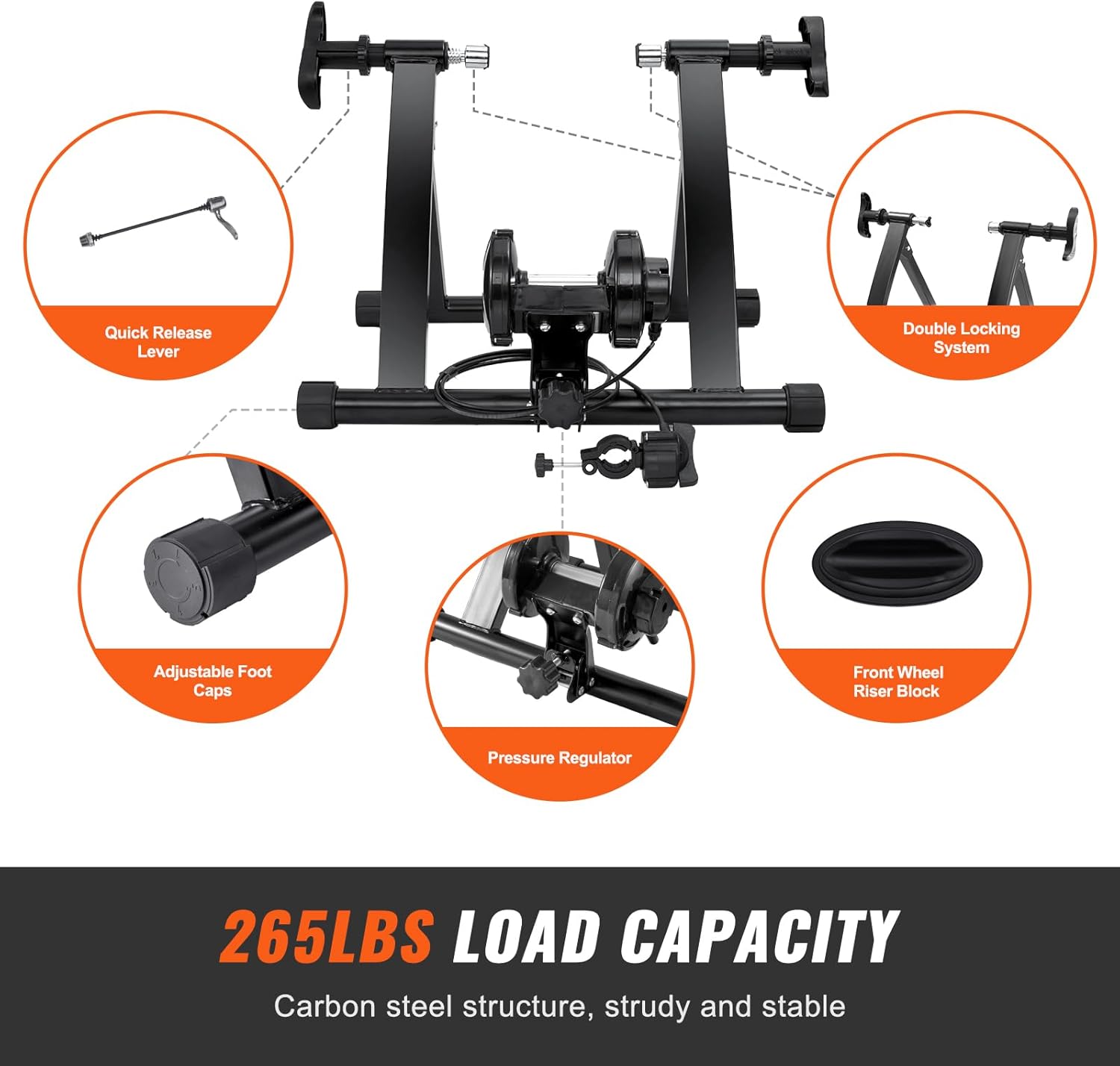 VEVOR Bike Trainer Stand, Magnetic, 8 Resistance Levels, for 26"-29" Wheels T106