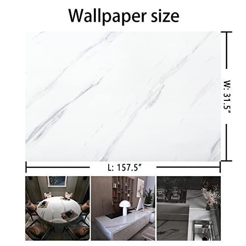 White Marble Granite Peel Stick Wallpaper Waterproof Self-Adhesive Contact Paper J11502