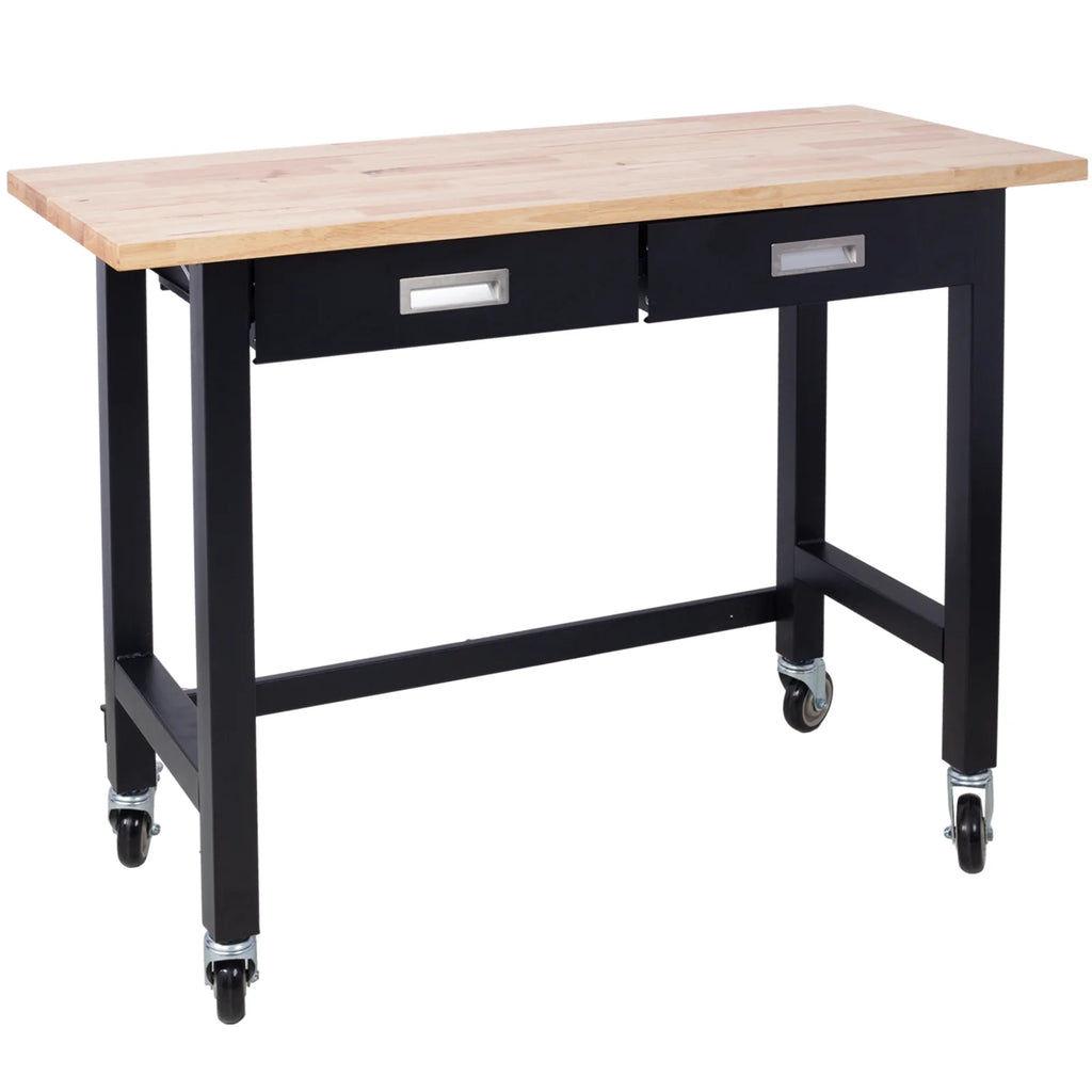 48in Adjustable Bamboo Workbench with Drawer and Wheels S221
