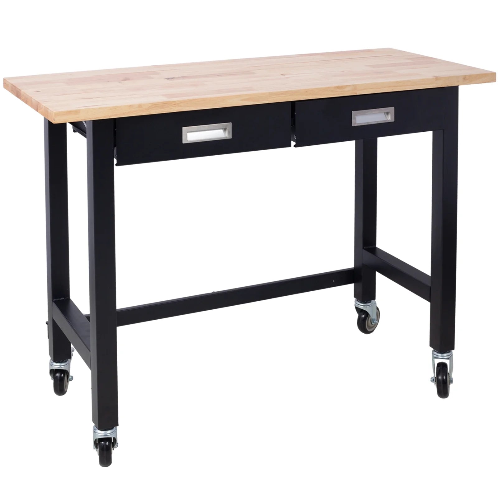 48in Adjustable Bamboo Workbench with Drawer and Wheels S221