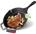 Mueller Pre-Seasoned Heavy-Duty Healthy Cast Iron Skillet 10-inch, Cast Iron Pan, Dual Handles & Dual Pouring Lips, Safe across All Cooktops, Oven, BBQ, or Campfire