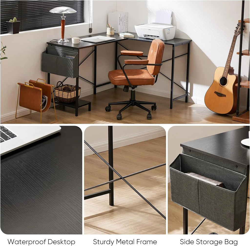 JIAH L Shaped Computer Desk 50 Inch with Wooden Desktop CPU Stand N745