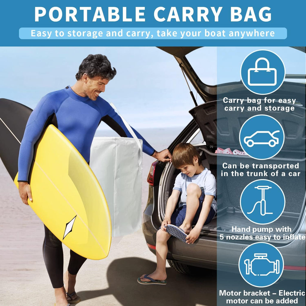 10 ft Inflatable Dinghy Boat for 4 Persons with Paddles, Pump & Carry Bag X902