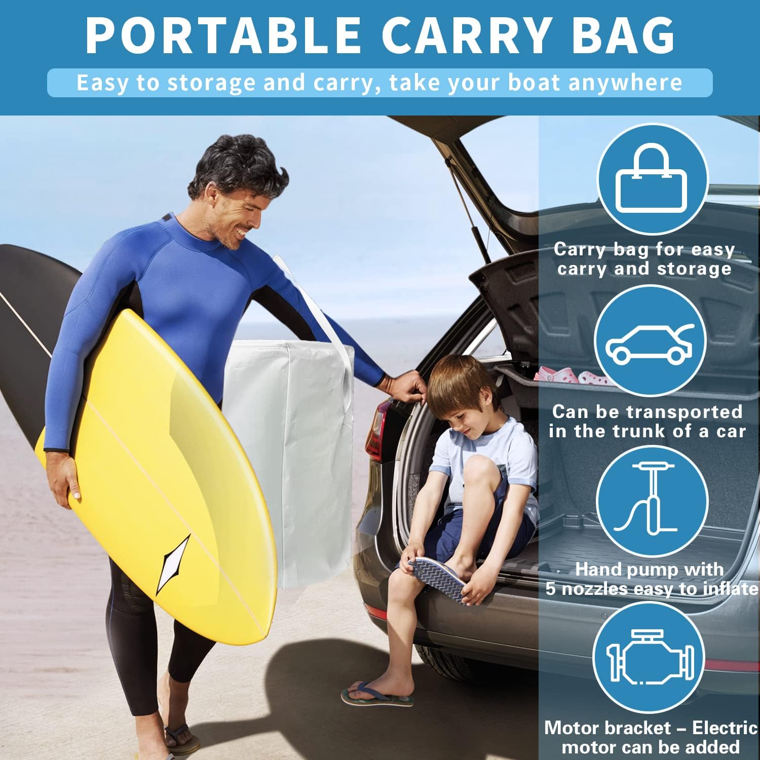 10 ft Inflatable Dinghy Boat for 4 Persons with Paddles, Pump & Carry Bag X902