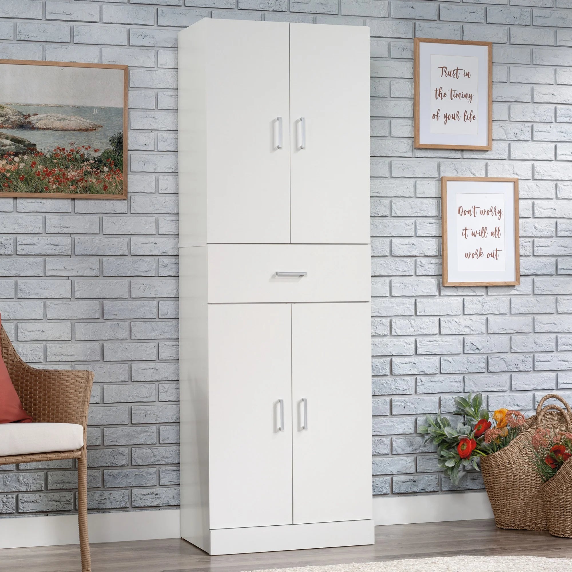 Sauder Select Engineered Wood Storage Cabinet, White F7883